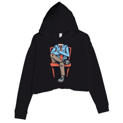 Funny Headless Man Crop Fleece Hoodie