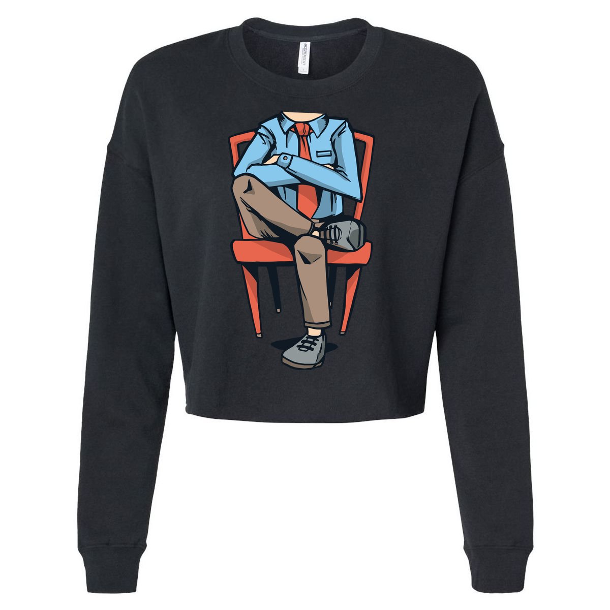 Funny Headless Man Cropped Pullover Crew
