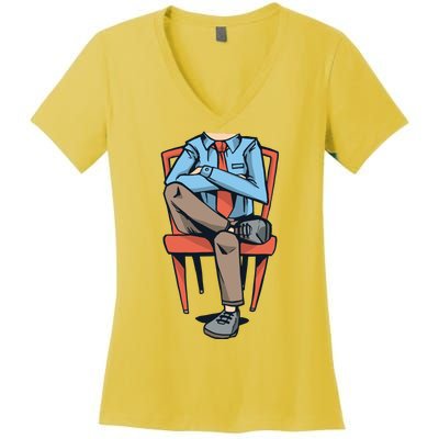 Funny Headless Man Women's V-Neck T-Shirt