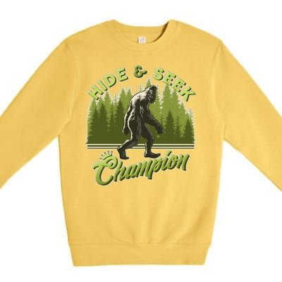 Funny Hide & Seek Champion Big Foot Sasquatch Monster  Premium Crewneck Sweatshirt