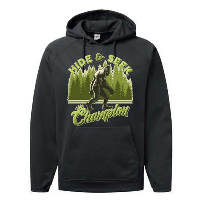 Funny Hide & Seek Champion Big Foot Sasquatch Monster  Performance Fleece Hoodie