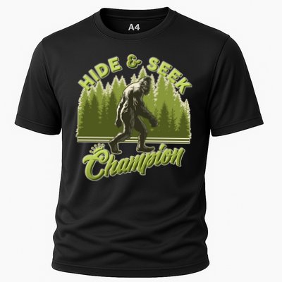 Funny Hide & Seek Champion Big Foot Sasquatch Monster  Cooling Performance Crew T-Shirt