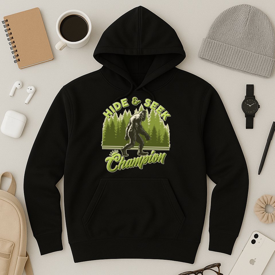 Funny Hide & Seek Champion Big Foot Sasquatch Monster  Hoodie