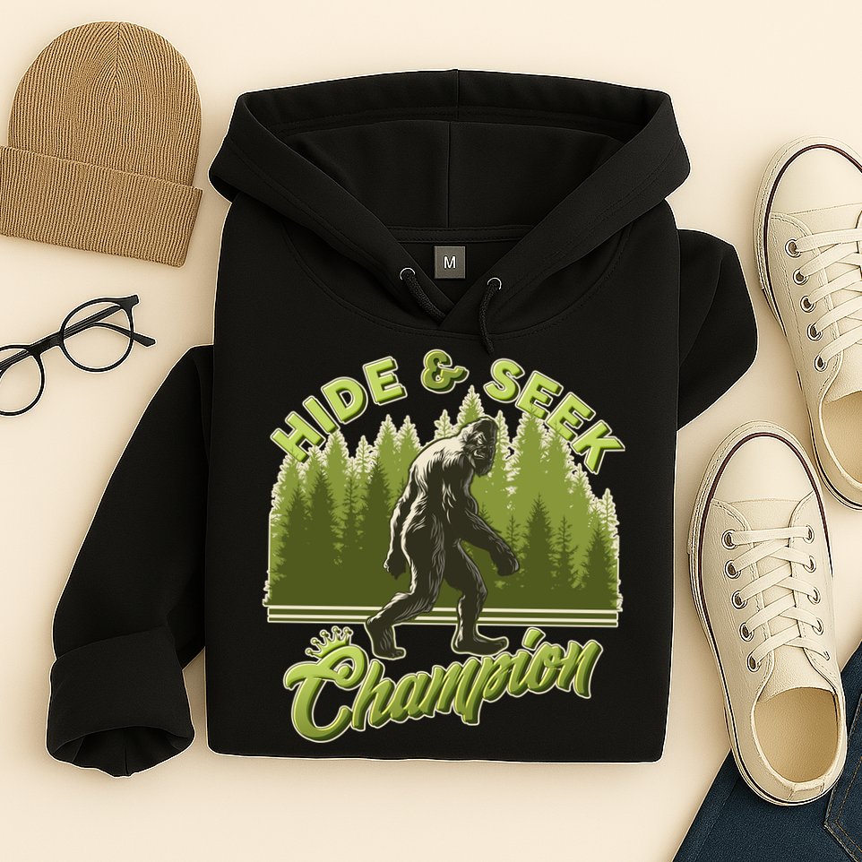 Funny Hide & Seek Champion Big Foot Sasquatch Monster  Hoodie