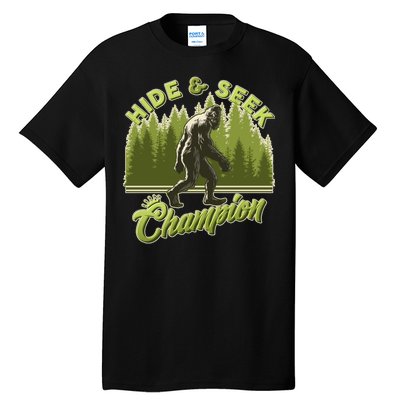 Funny Hide & Seek Champion Big Foot Sasquatch Monster  Tall T-Shirt