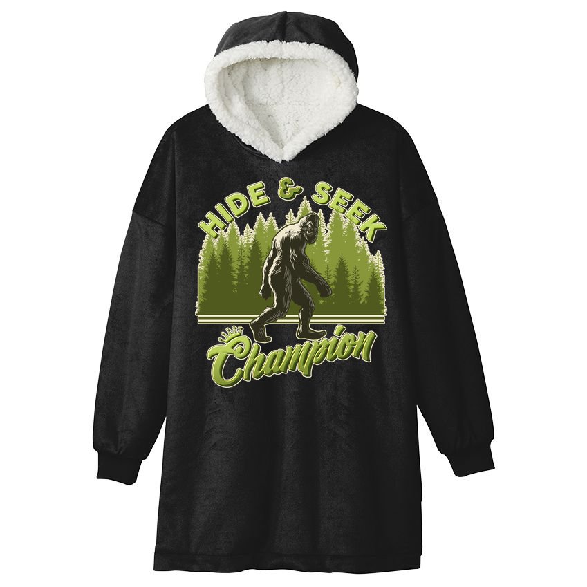 Funny Hide & Seek Champion Big Foot Sasquatch Monster  Hooded Wearable Blanket