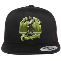 Funny Hide & Seek Champion Big Foot Sasquatch Monster  Flat Bill Trucker Hat