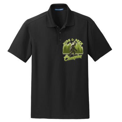 Funny Hide & Seek Champion Big Foot Sasquatch Monster  Dry Zone Grid Polo