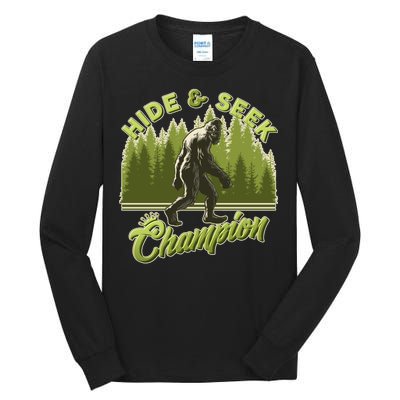 Funny Hide & Seek Champion Big Foot Sasquatch Monster  Tall Long Sleeve T-Shirt