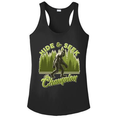 Funny Hide & Seek Champion Big Foot Sasquatch Monster  Ladies PosiCharge Competitor Racerback Tank