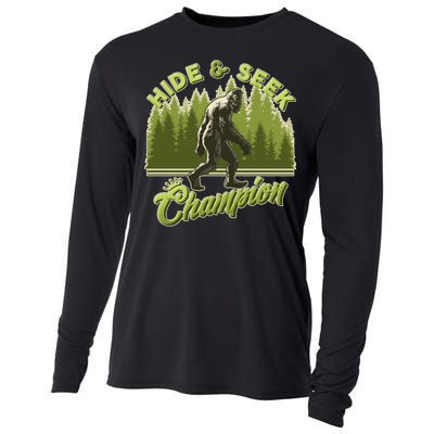 Funny Hide & Seek Champion Big Foot Sasquatch Monster  Cooling Performance Long Sleeve Crew