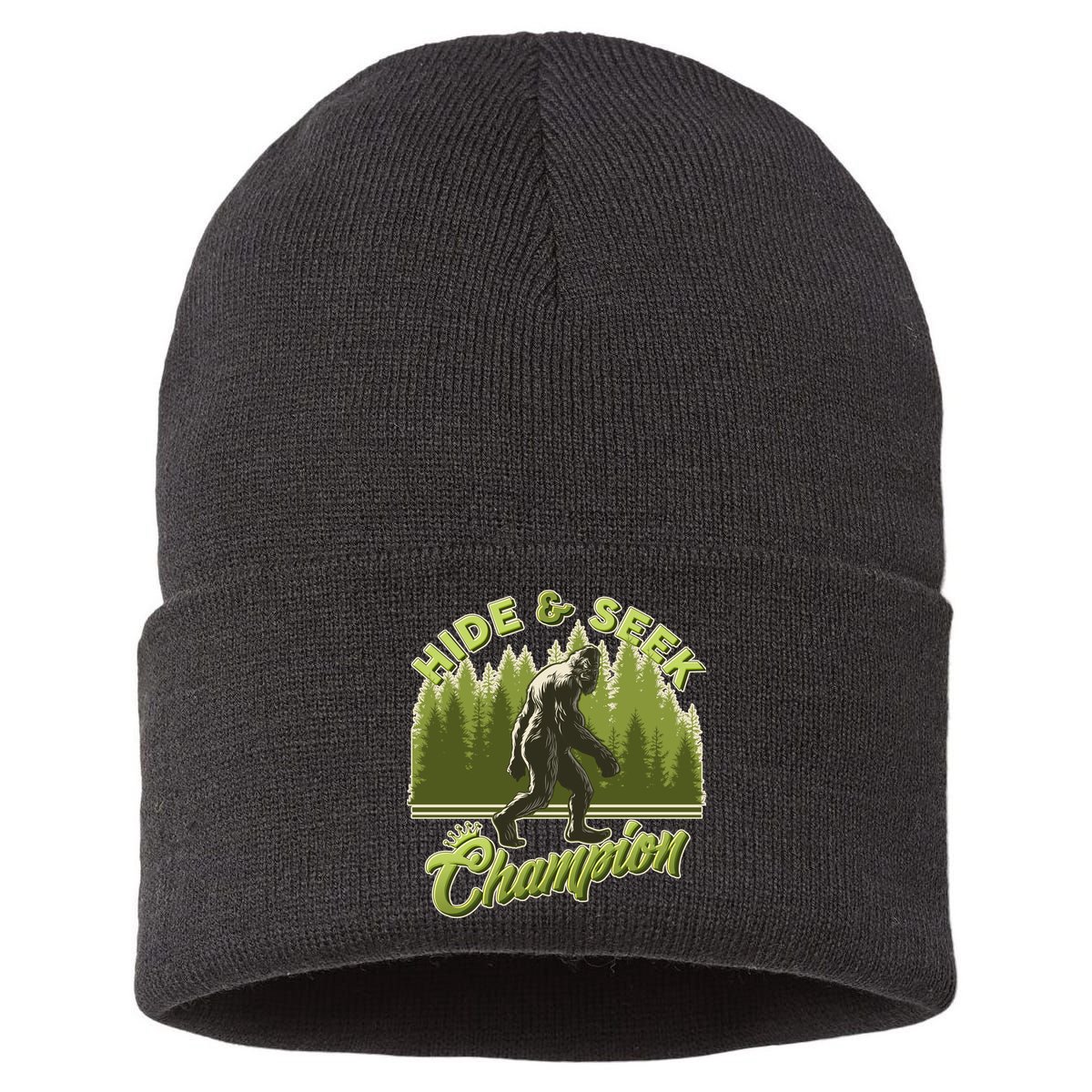 Funny Hide & Seek Champion Big Foot Sasquatch Monster  Sustainable Knit Beanie