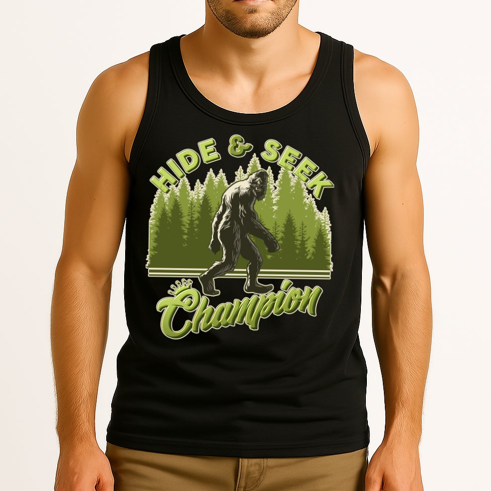 Funny Hide & Seek Champion Big Foot Sasquatch Monster  Tank Top