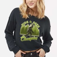 Funny Hide & Seek Champion Big Foot Sasquatch Monster  Cropped Pullover Crew