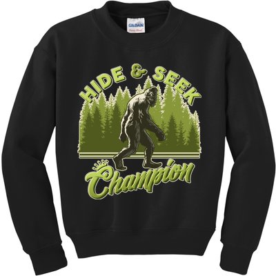 Funny Hide & Seek Champion Big Foot Sasquatch Monster  Kids Sweatshirt