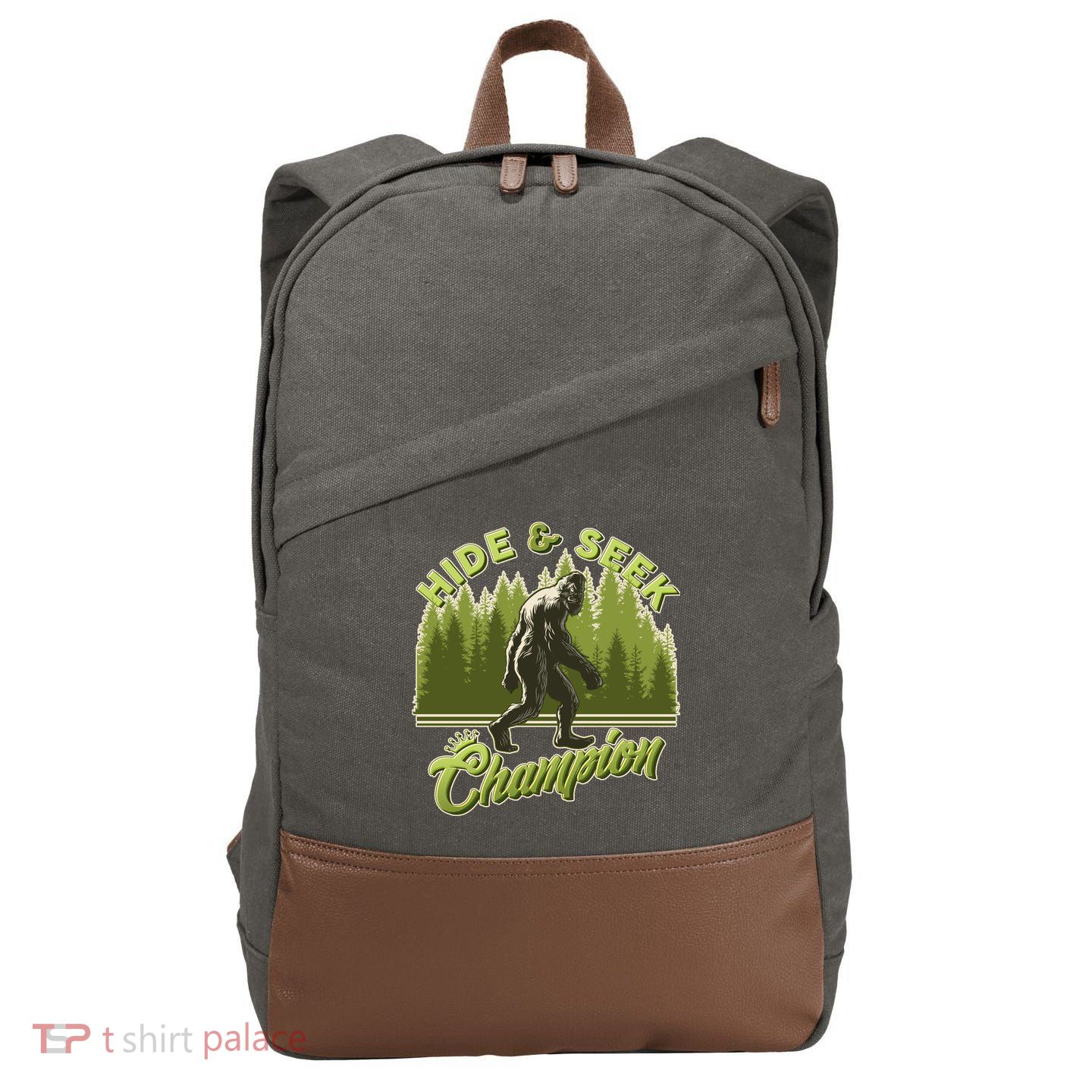 Funny Hide & Seek Champion Big Foot Sasquatch Monster  Cotton Canvas Backpack