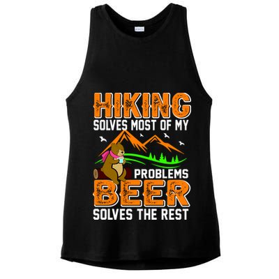 Funny Hiking Beer Solves Problems Ladies PosiCharge Tri-Blend Wicking Tank