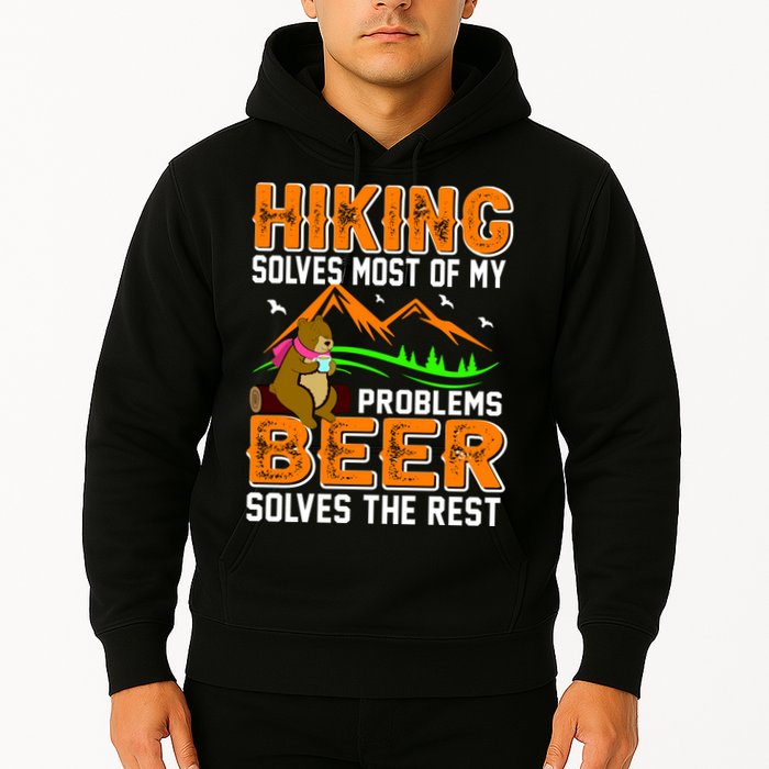Funny Hiking Beer Solves Problems Hoodie