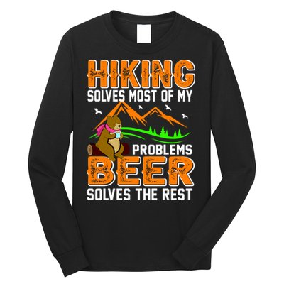 Funny Hiking Beer Solves Problems Long Sleeve Shirt