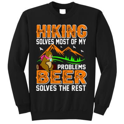 Funny Hiking Beer Solves Problems Sweatshirt
