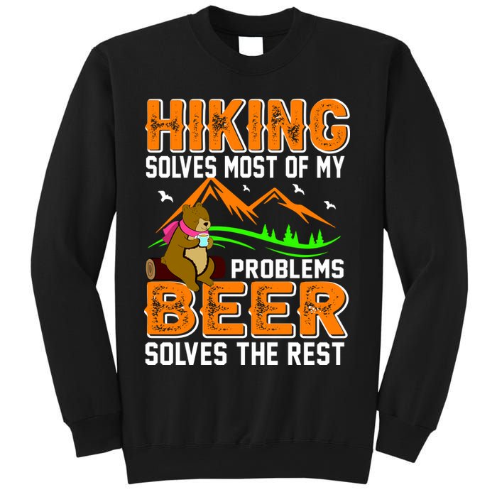 Funny Hiking Beer Solves Problems Sweatshirt