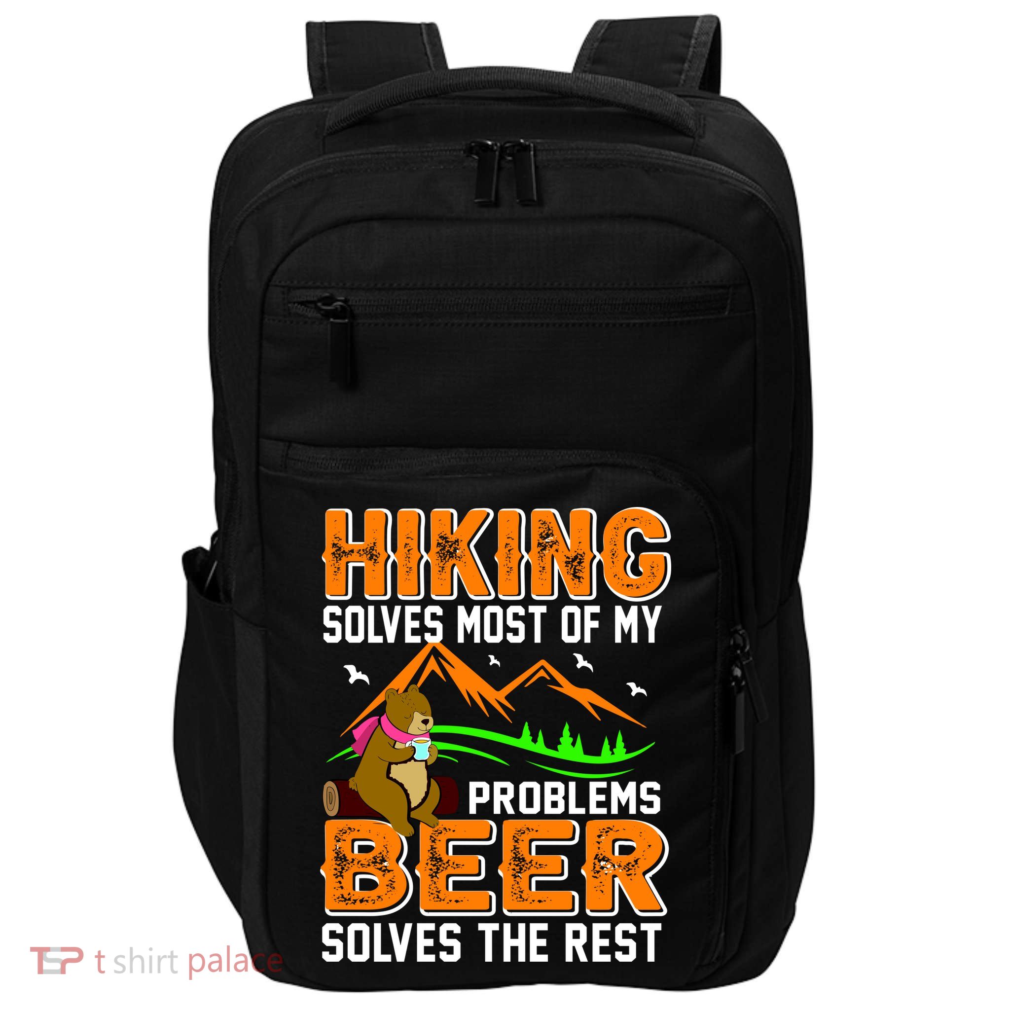 Funny Hiking Beer Solves Problems Impact Tech Backpack