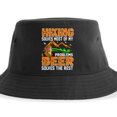 Funny Hiking Beer Solves Problems Sustainable Bucket Hat