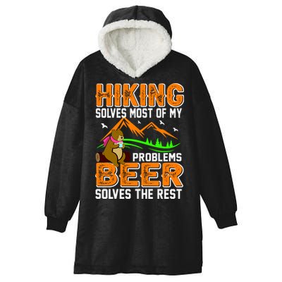 Funny Hiking Beer Solves Problems Hooded Wearable Blanket