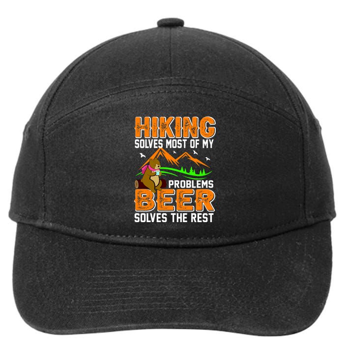 Funny Hiking Beer Solves Problems 7-Panel Snapback Hat