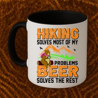 Funny Hiking Beer Solves Problems Mug