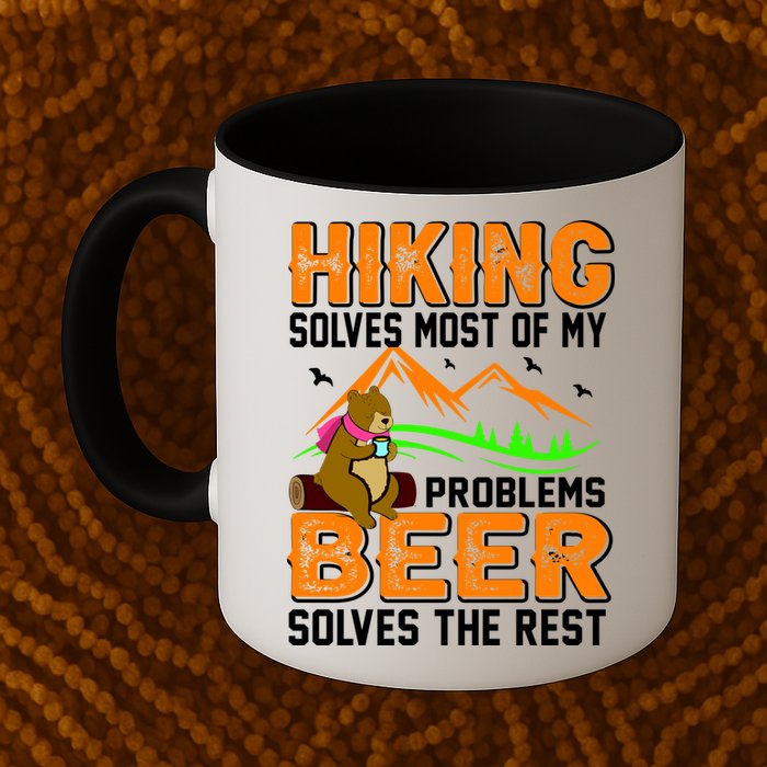 Funny Hiking Beer Solves Problems Mug