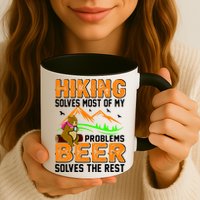 Funny Hiking Beer Solves Problems Mug