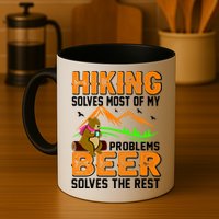 Funny Hiking Beer Solves Problems Mug