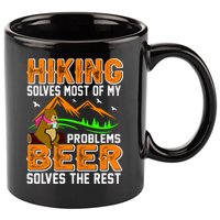 Funny Hiking Beer Solves Problems 11oz C Handle Ceramic Mug