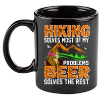 Funny Hiking Beer Solves Problems 11oz C Handle Ceramic Mug