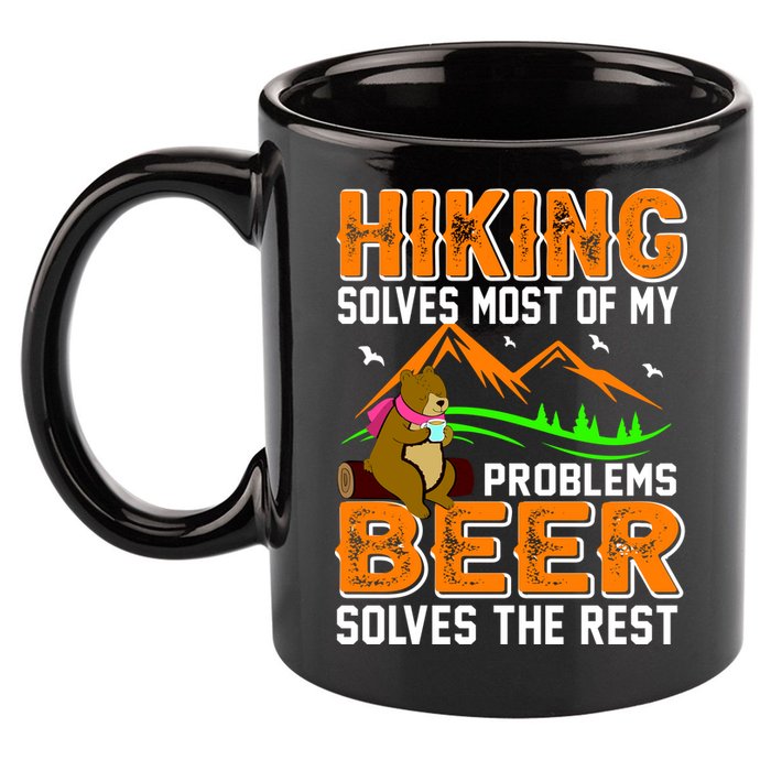 Funny Hiking Beer Solves Problems 11oz C Handle Ceramic Mug