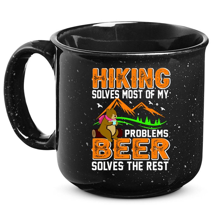 Funny Hiking Beer Solves Problems 15oz Campfire Ceramic Mug
