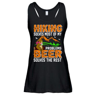 Funny Hiking Beer Solves Problems Ladies Essential Flowy Tank