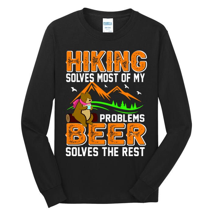 Funny Hiking Beer Solves Problems Tall Long Sleeve T-Shirt