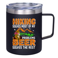 Funny Hiking Beer Solves Problems 12oz Stainless Steel Coffee Mug