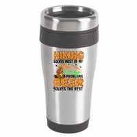 Funny Hiking Beer Solves Problems 16oz Travel Tumbler