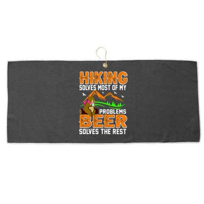 Funny Hiking Beer Solves Problems Large Microfiber Waffle Golf Towel