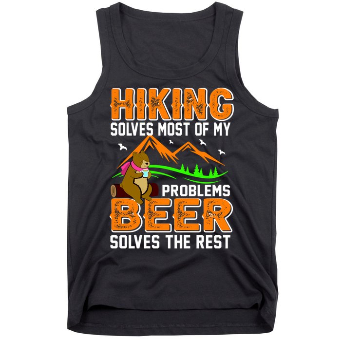 Funny Hiking Beer Solves Problems Tank Top
