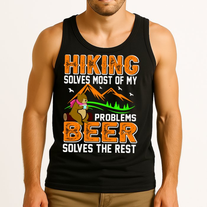 Funny Hiking Beer Solves Problems Tank Top