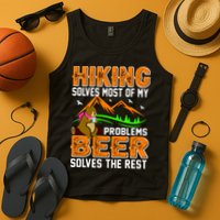 Funny Hiking Beer Solves Problems Tank Top