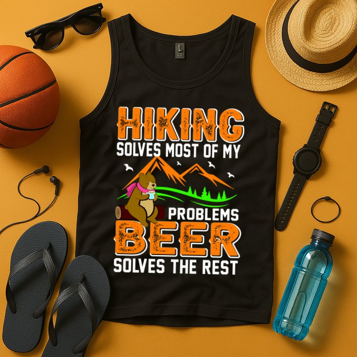 Funny Hiking Beer Solves Problems Tank Top