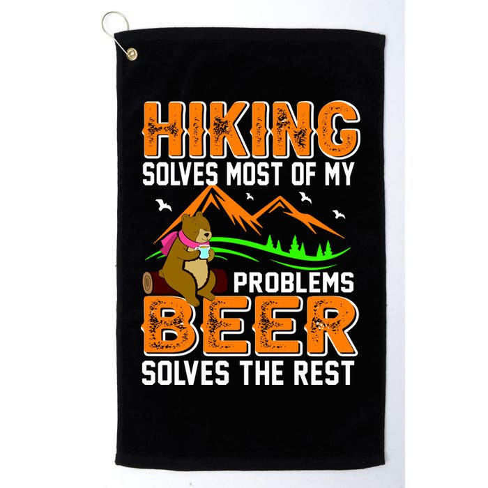 Funny Hiking Beer Solves Problems Golf Towel