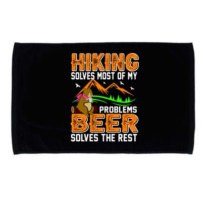 Funny Hiking Beer Solves Problems Microfiber Hand Towel