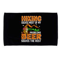 Funny Hiking Beer Solves Problems Microfiber Hand Towel