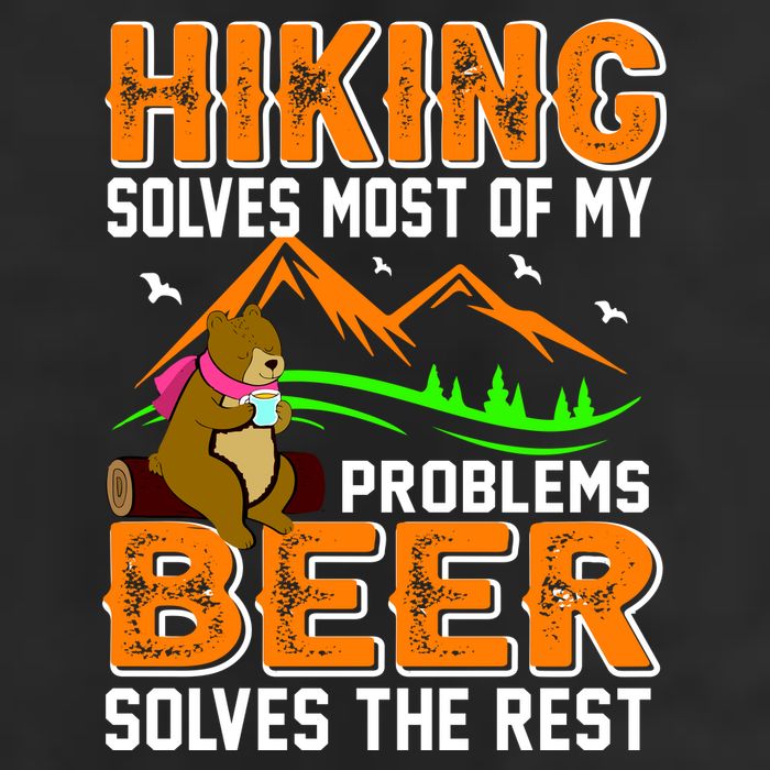 Funny Hiking Beer Solves Problems Microfiber Hand Towel